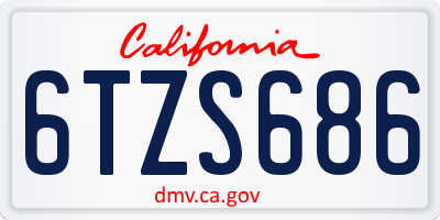 CA license plate 6TZS686