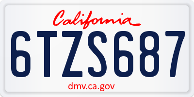 CA license plate 6TZS687