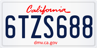 CA license plate 6TZS688