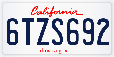 CA license plate 6TZS692