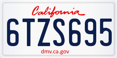 CA license plate 6TZS695