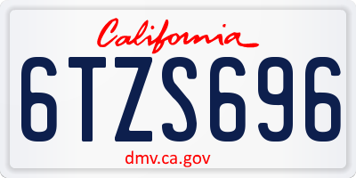 CA license plate 6TZS696