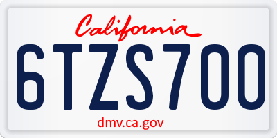 CA license plate 6TZS700
