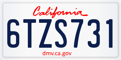 CA license plate 6TZS731