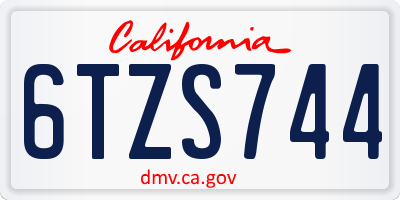 CA license plate 6TZS744