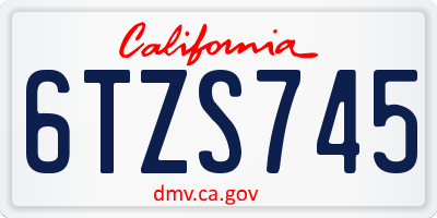 CA license plate 6TZS745