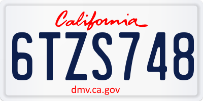 CA license plate 6TZS748