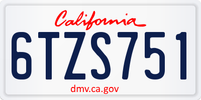 CA license plate 6TZS751
