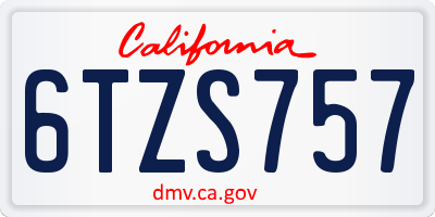 CA license plate 6TZS757