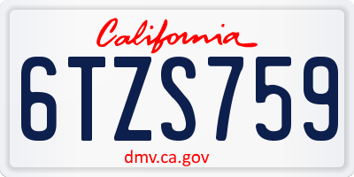 CA license plate 6TZS759