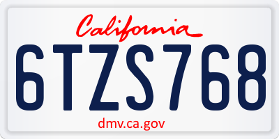 CA license plate 6TZS768