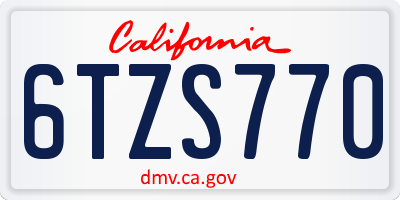 CA license plate 6TZS770