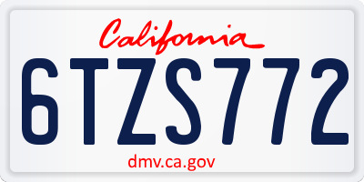 CA license plate 6TZS772