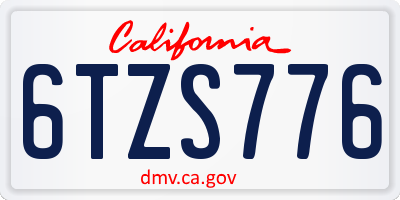 CA license plate 6TZS776