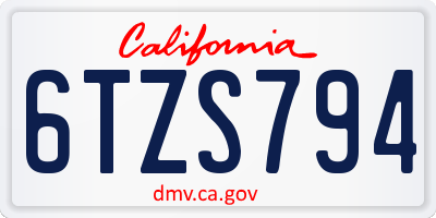 CA license plate 6TZS794