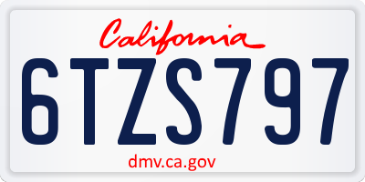 CA license plate 6TZS797