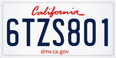 CA license plate 6TZS801