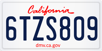 CA license plate 6TZS809