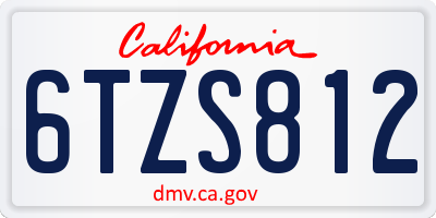 CA license plate 6TZS812