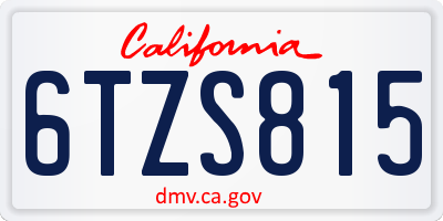 CA license plate 6TZS815