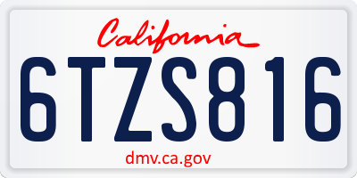 CA license plate 6TZS816