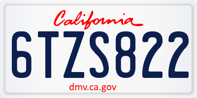 CA license plate 6TZS822