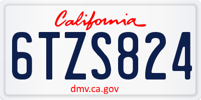 CA license plate 6TZS824