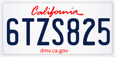 CA license plate 6TZS825