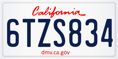 CA license plate 6TZS834