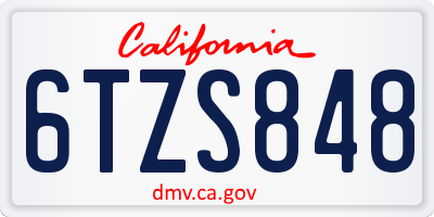 CA license plate 6TZS848