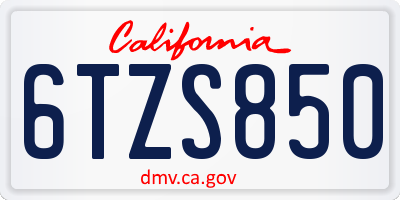 CA license plate 6TZS850