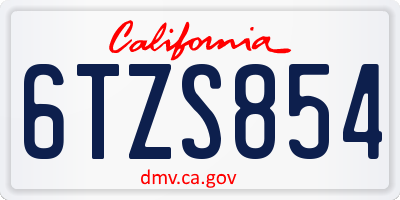 CA license plate 6TZS854