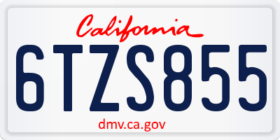 CA license plate 6TZS855