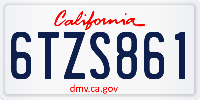 CA license plate 6TZS861