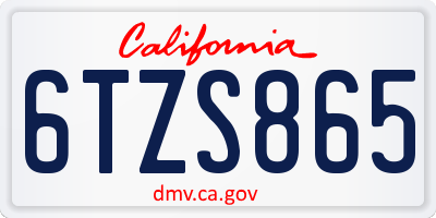 CA license plate 6TZS865