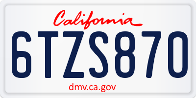 CA license plate 6TZS870