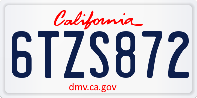 CA license plate 6TZS872