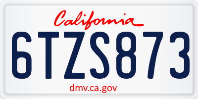CA license plate 6TZS873