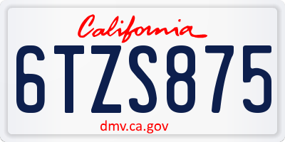 CA license plate 6TZS875