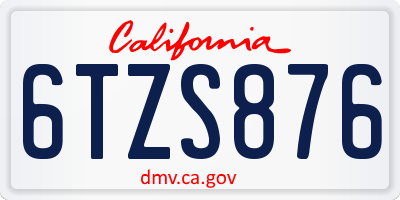 CA license plate 6TZS876