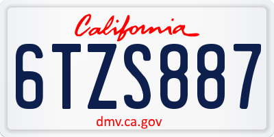 CA license plate 6TZS887