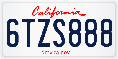 CA license plate 6TZS888