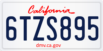 CA license plate 6TZS895
