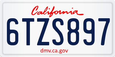 CA license plate 6TZS897