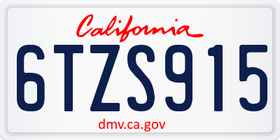CA license plate 6TZS915