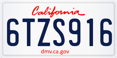 CA license plate 6TZS916