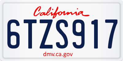 CA license plate 6TZS917