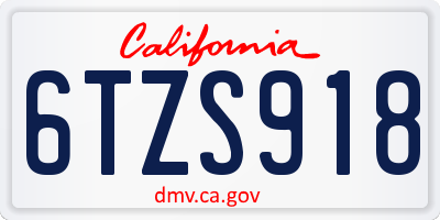 CA license plate 6TZS918