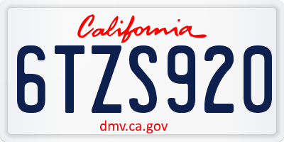 CA license plate 6TZS920