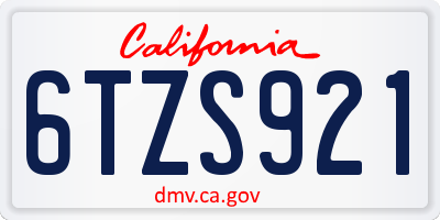CA license plate 6TZS921